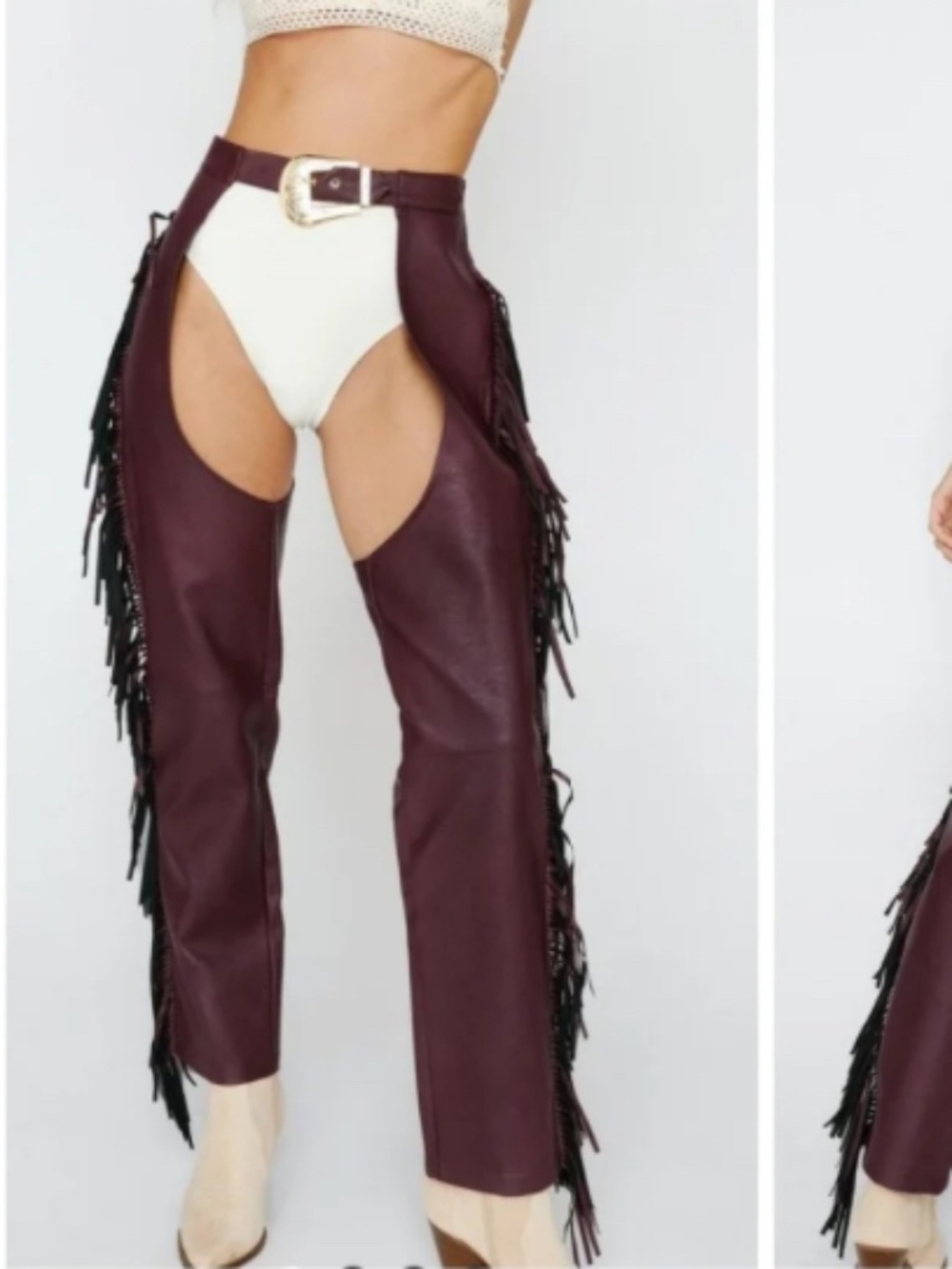 Nasty Gal fringed belted chaps
